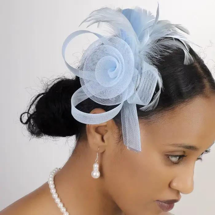 Chapeau bibi vintage à plumes pour femme