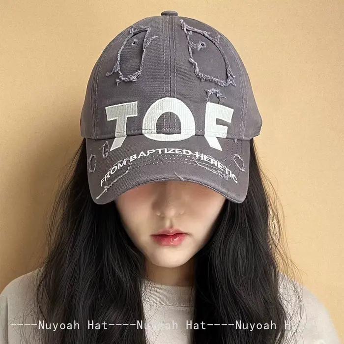 Nouveaux hommes femmes brodés TOF lettres imprimé léopard chapeaux de Baseball parasol Style cassé polyvalent personnel casquettes à visière mode