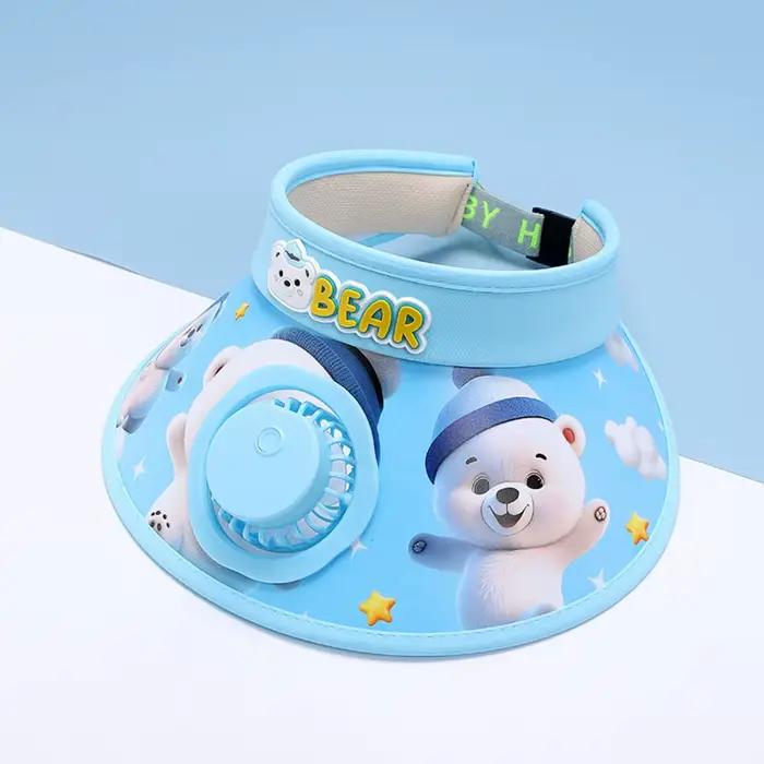 Chapeau de soleil à motifs d'animaux avec ventilateur électrique