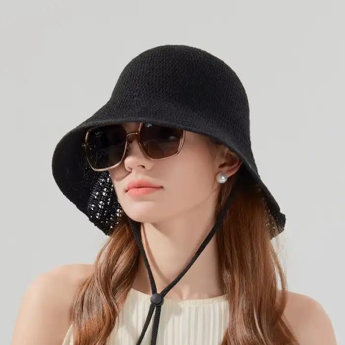 ☂ Chapeau de pêcheur ajouré tissé à la main