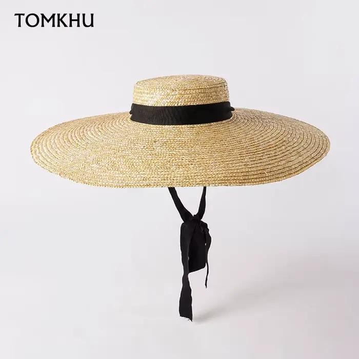 Été 15 cm large bord joli chapeau de paille plat chapeaux