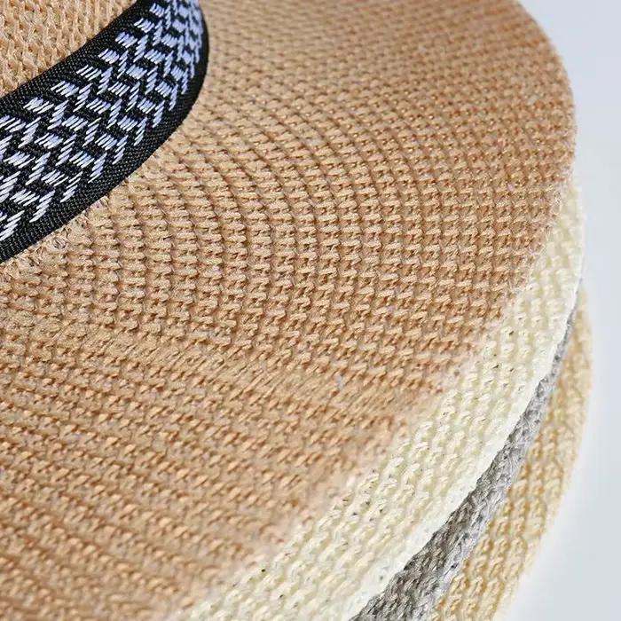 Chapeau de paille unisexe tendance couleur unie pour hommes et femmes