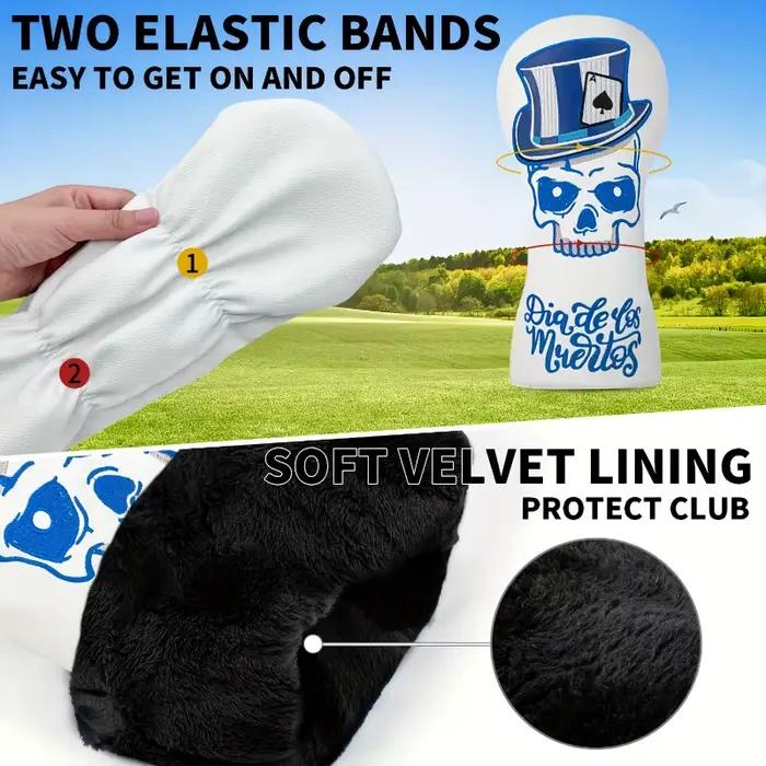 Housse de protection pour tête de club de golf avec motif chapeau haut de forme gothique et crâne - Étui