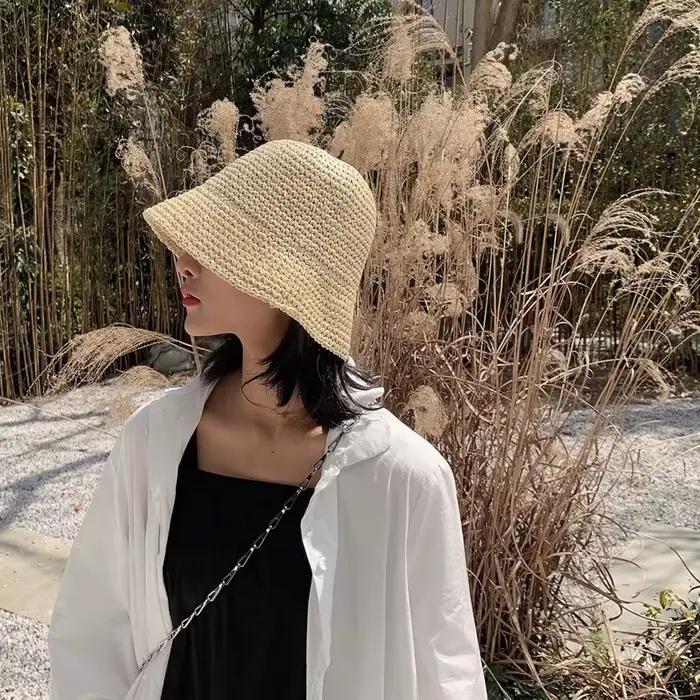 Chapeau de paille pliant pour femmes