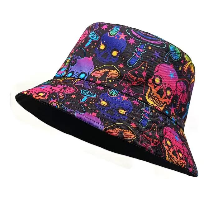 Chapeaux Bob à Motif Crâne et Champignon pour Femmes et Hommes