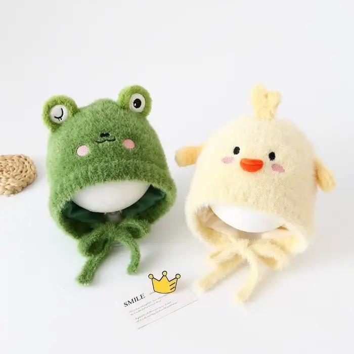 Bonnet mignon pour enfants tricoté, motif animal de dessin animé, coupe-vent, chaud, pour l'hiver, pour bébés et enfants occasions spéciales