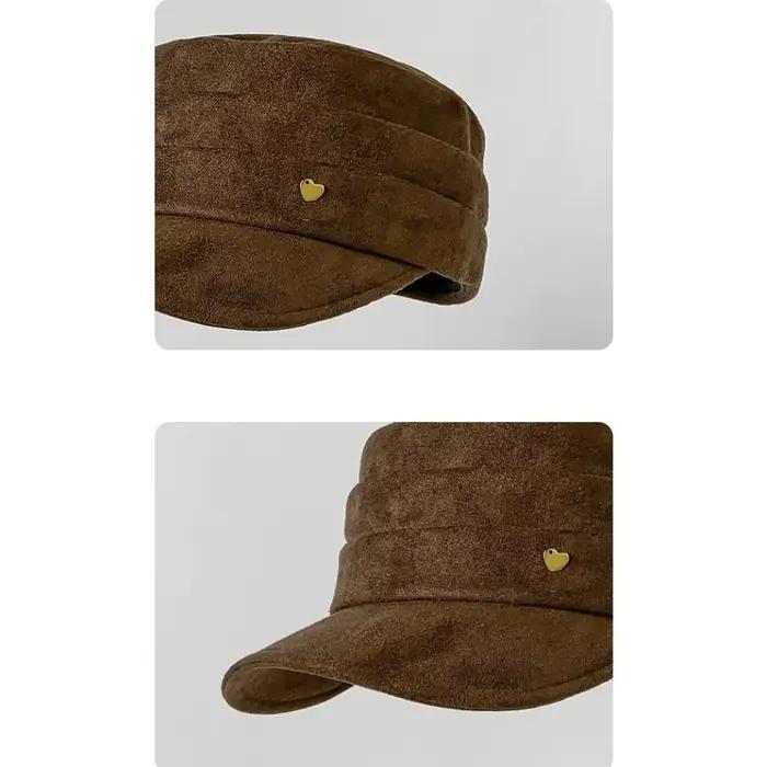 Casquette plate rétro en daim style coréen décontracté