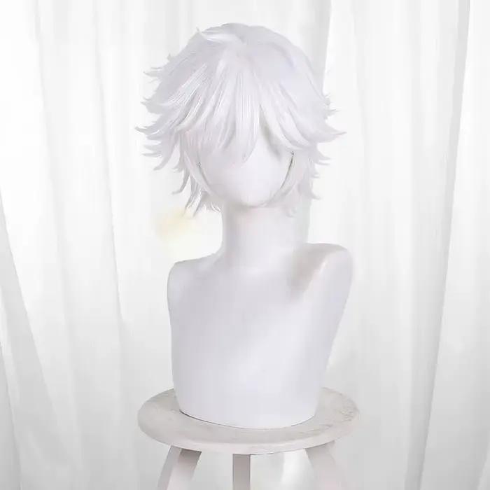 Perruque courte blanche Tongari Boushi No Atelier pour cosplay anime sorcière Halloween jeu de rôle femmes hommes occasions spéciales
