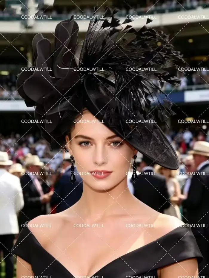 Chapeau Fascinator Jaune à Grande Fleur et Plumes pour Femme