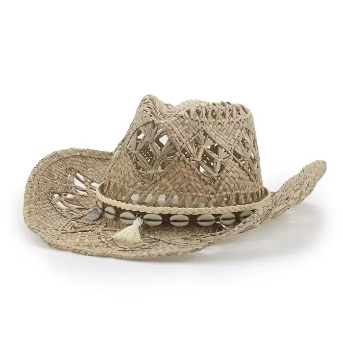 Chapeau de Cowboy en paille à bord roulé