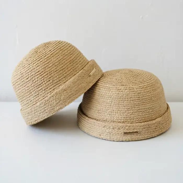 Chapeau Fedora d'été 100% Raphia à bord bouclé pour femme