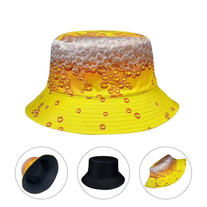 Chapeau seau à bulles de bière jaune