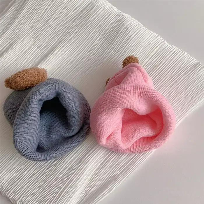 Dessin animé ours bébé tricoté chapeau automne hiver chaud nouveau-né infantile bonnets pour garçons filles doux confortable enfant en bas âge enfants Bonnet