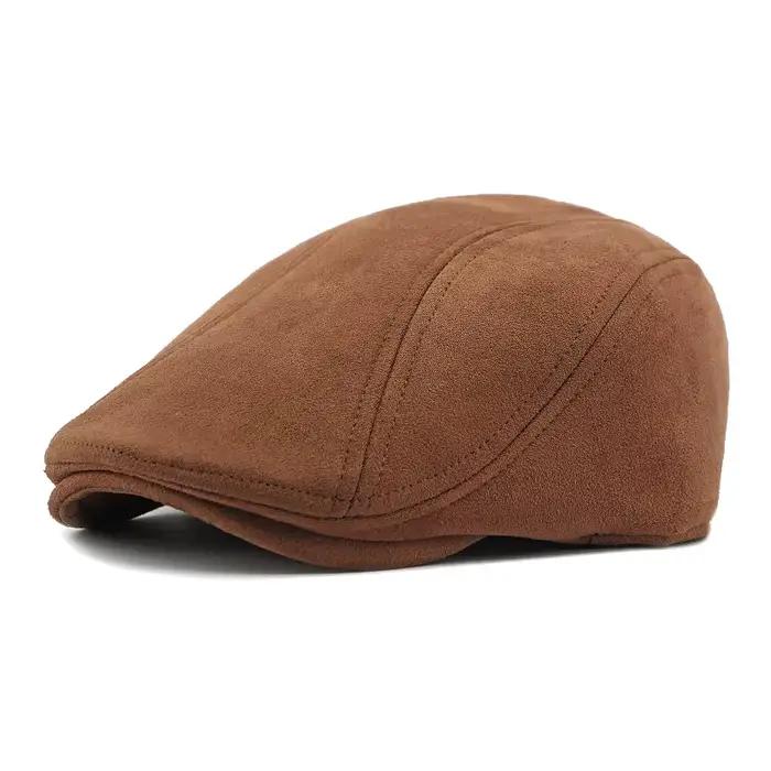 Béret en daim chapeaux pour hommes femmes automne hiver casquette couleur unie vintage élégant