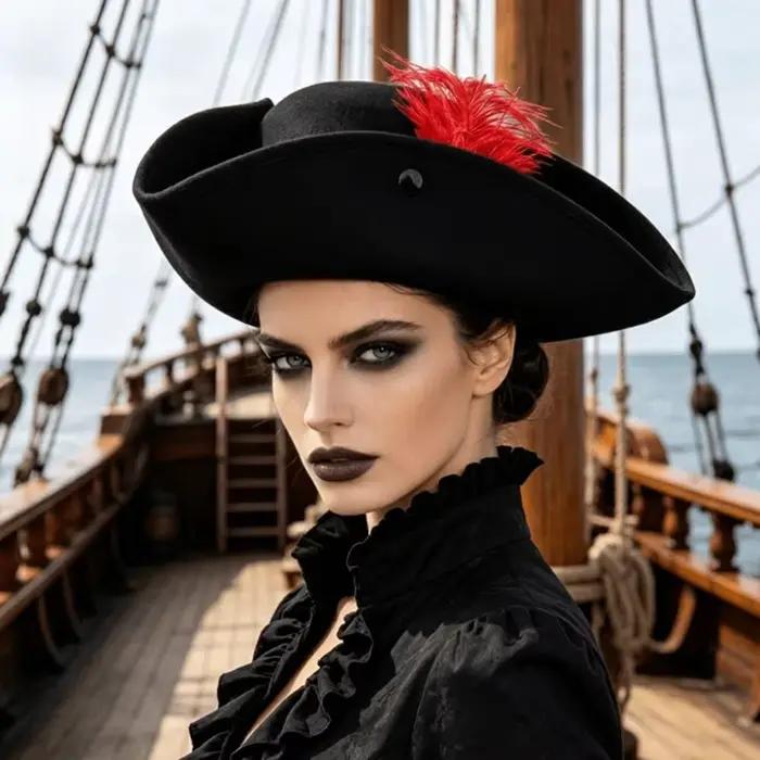 Chapeau de capitaine pirate décoré de plumes