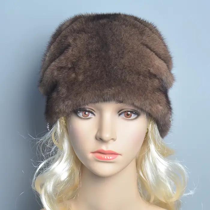 Chapeau de fourrure russe hiver chaud naturel fourrure de vison pour femmes bombader chapeaux oreillettes extérieurs occasions spéciales