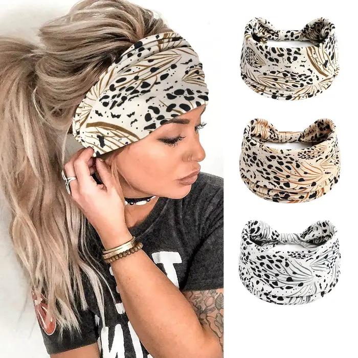 Bandeau Boho pour Femmes Large Nœud Imprimé Coton Multisaisons Accessoire Mode Cheveux Occasions Détendues