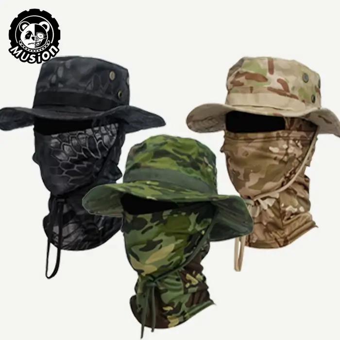 Musion Camouflage chapeau à large bord cagoule ensemble hommes extérieur parasol Boonie casquette pêcheur