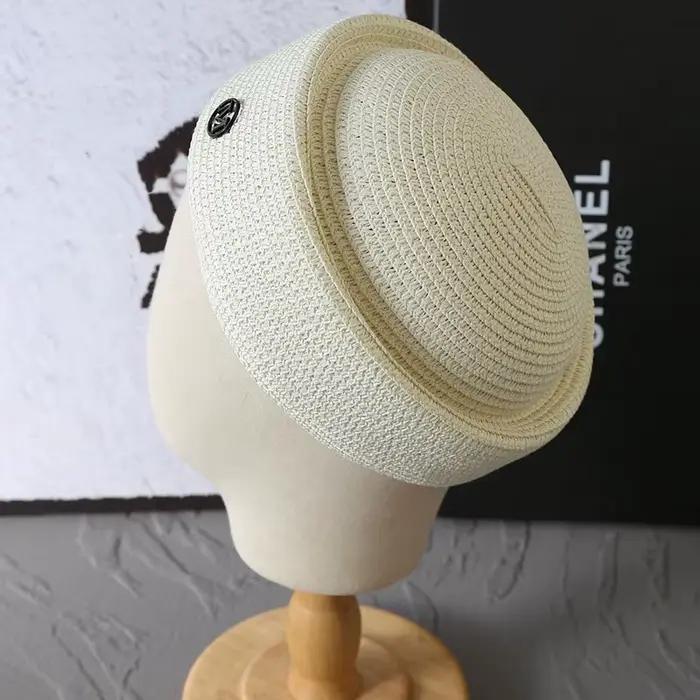 Chapeau Pillbox Vintage en Paille Tressée Printemps-Été pour Femme