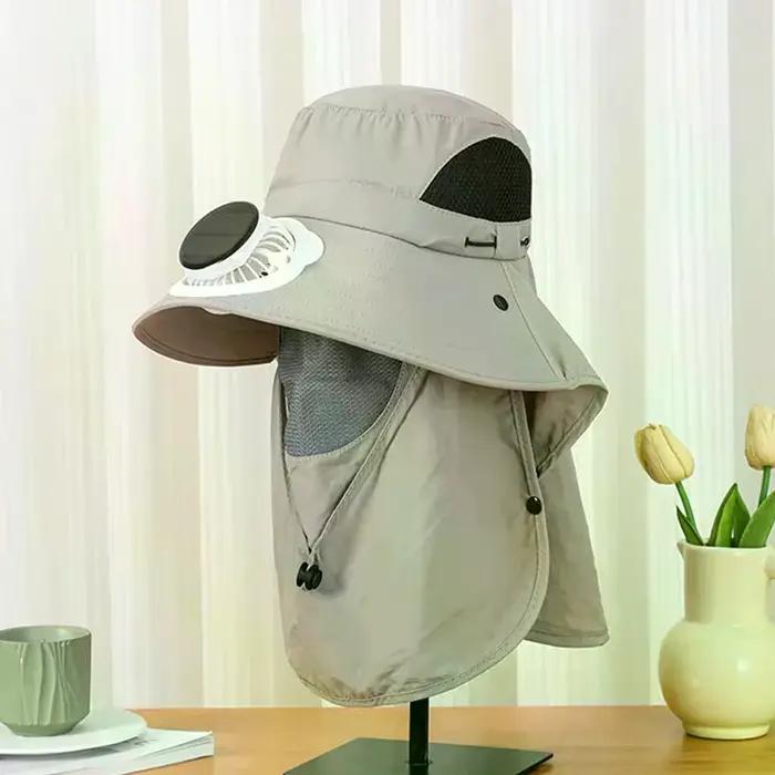 Chapeau de pêcheur en paille avec protection UV rechargeable par USB pour hommes toutes saisons extérieur multicolore