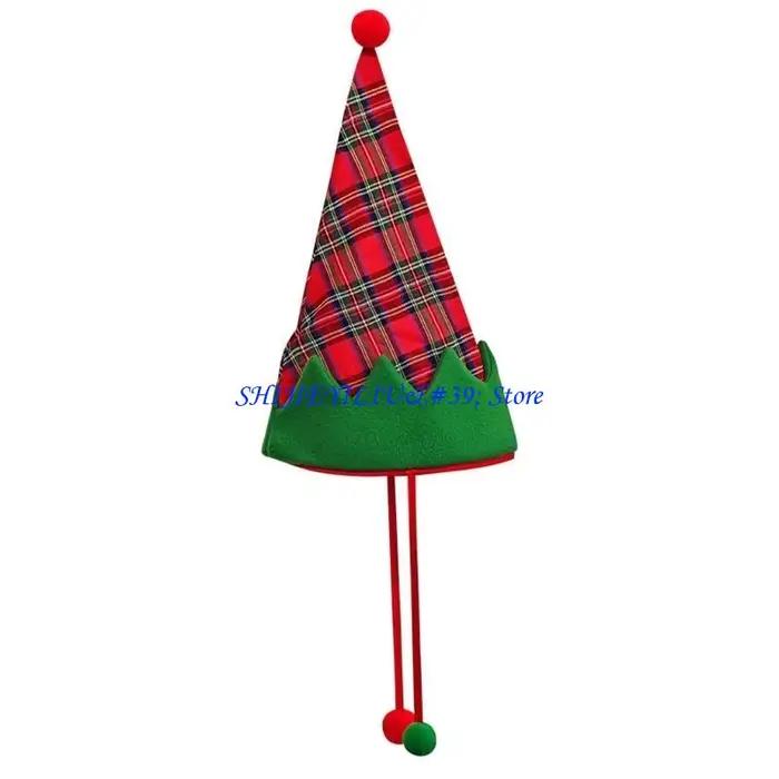 Chapeau d'elfe noël avec pompons