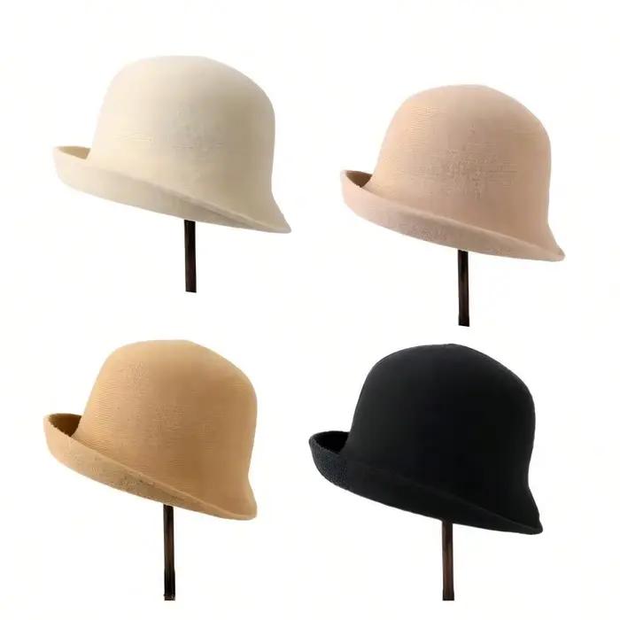 Nouveau chapeau seau de maman à bord roulé de Style britannique pour femmes