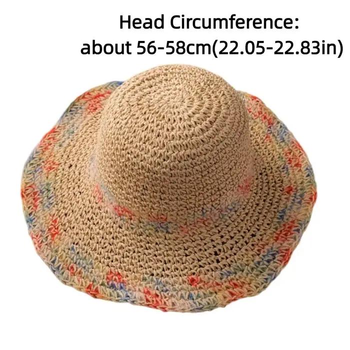 Chapeau de paille décontracté coloré à large bord