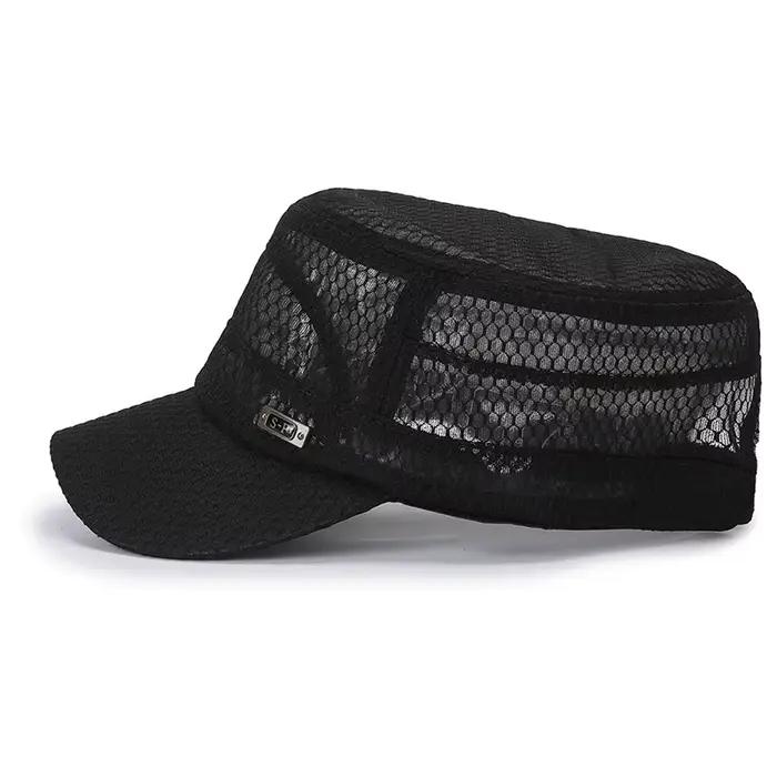 Casquette plate d'été pour homme sport avec dos en maille respirante chapeau de soleil réglable pour activités de plein air plage protection solaire polyesters adultes