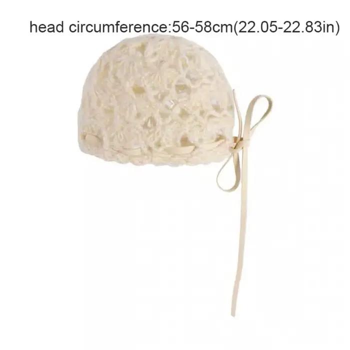 Chapeau tricoté creux au Crochet avec nœud rétro