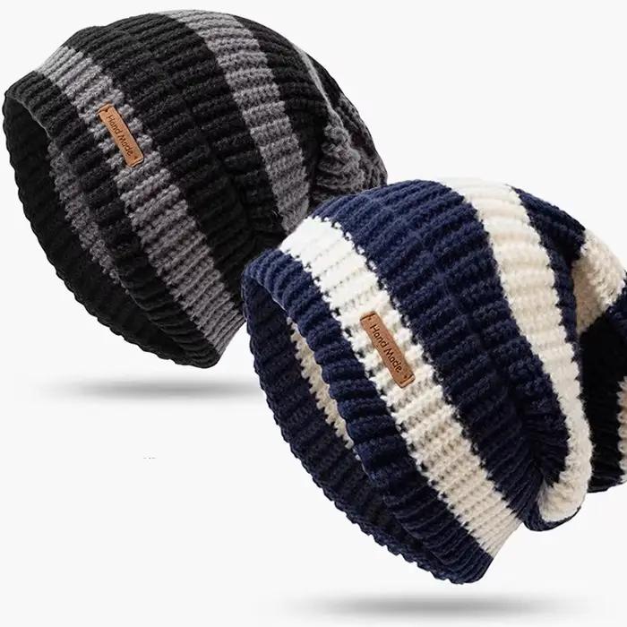 Chapeau tricoté rayé mode coréenne chapeau léger chaud coupe-vent sport automne hiver cyclismeextérieurhomme femme