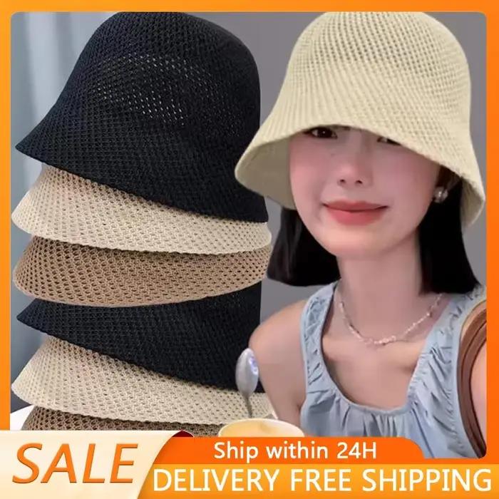 Chapeau seau d'été ajouré pour femmes