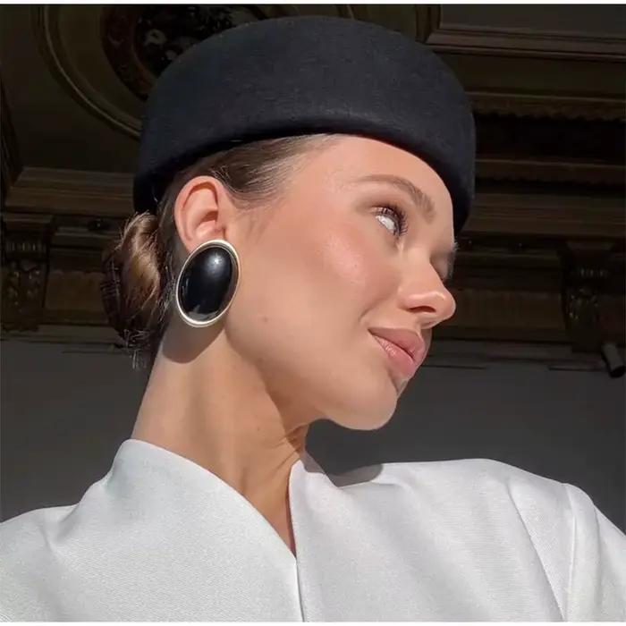 Chapeau Pillbox Vintage Noir et Blanc pour Femme