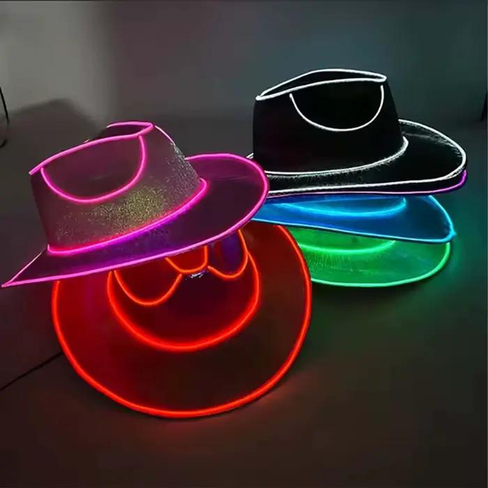 Chapeau de cowboy lumineux LED nacré