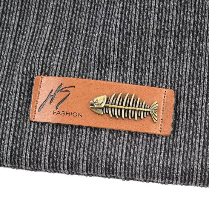Bonnet tricoté avec Logo en os de poisson pour homme et femme