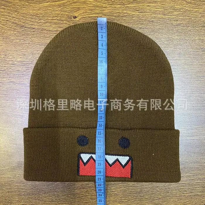 Chapeau tricoté brodé Domo Kun pour femmes et hommes