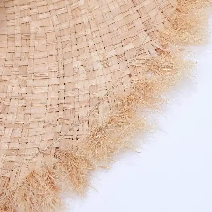 Chapeau de plage en raphia naturel fait à la main pour femme protection solaire large bord plage vacances été printemps