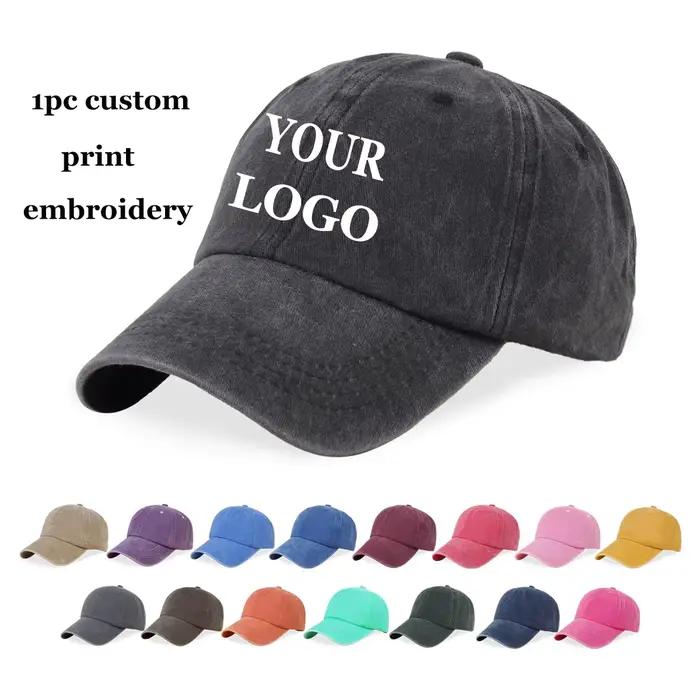 Custom Logo Embroidery Baseball Cap for Women and Men Picture DIY Print Sport Hat Vintage Soft Cotton Snapback Caps