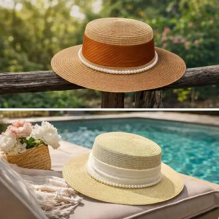 Chapeau de paille style Hepburn français