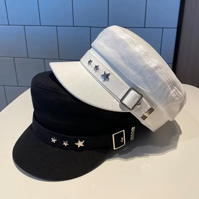 Béret noir pour femme, style rétro britannique
