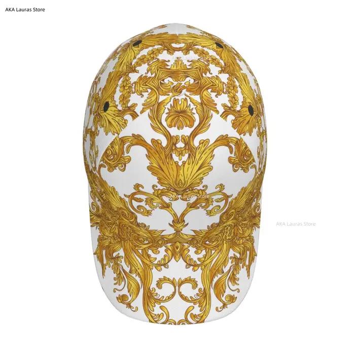 Casquette de sport baroque dorée multifonctionnelle pour hommes et femmes, casquette de baseball, chapeau de rue hip hop, casquette de golf pour homme occasionnels et décontractées
