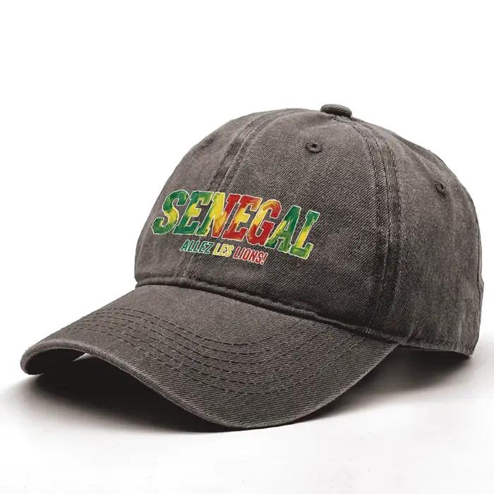 Casquette de baseball réglable légère et unisexe avec drapeau du Sénégal imprimé