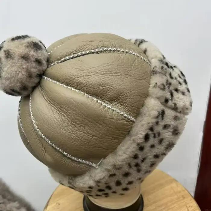 Casquette d'hiver unisexe en fourrure mouton