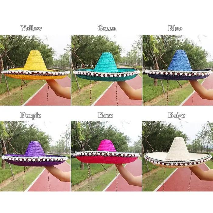 Chapeaux de paille de style mexicain à large bord pour hommes et femmes