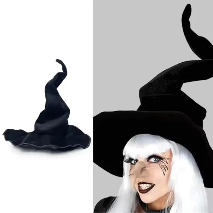 Chapeau de sorcière en flanelle léger noir