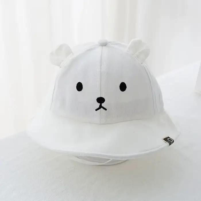 Chapeau d'ours mignon en coton pour enfants de 1 à 3 ans chapeau de pêcheur style dessin animé pour garçons filles occassions extérieures été soleil protection soleil