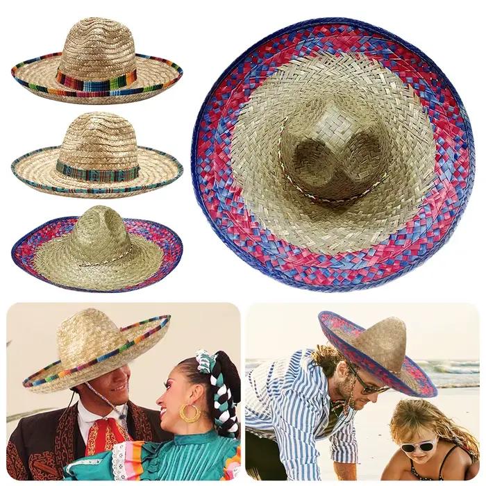 Chapeau Sombrero mexicain en paille tissé à large bord
