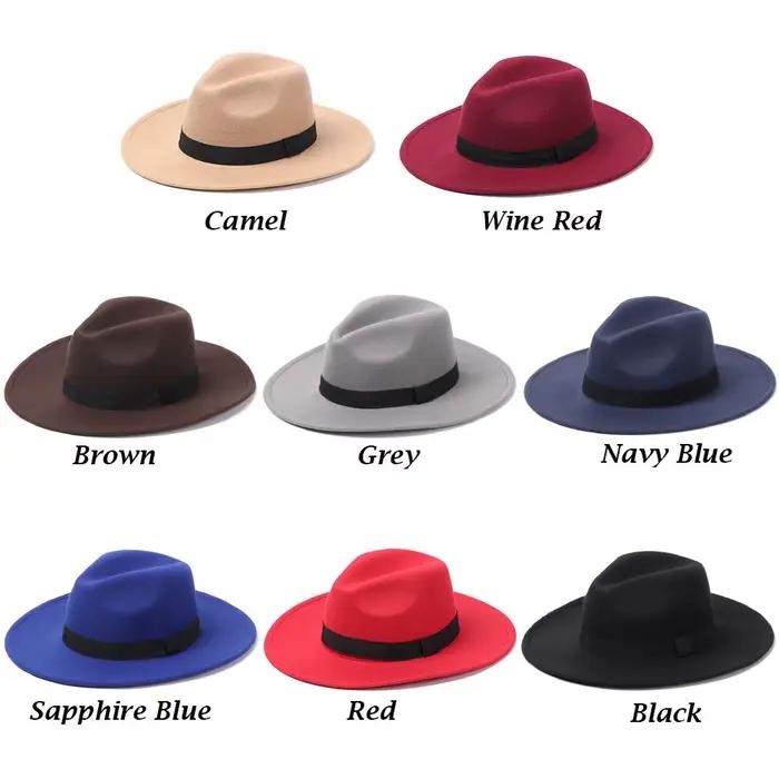 Chapeau Panama en laine à large bord vintage pour femmes et hommes