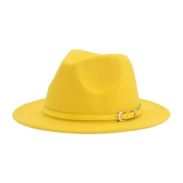 Fedora Classique avec Ceinture Polyvalent pour Femmes Garçons Occasions Formelles et Décontractées Automne Hiver Printemps Été