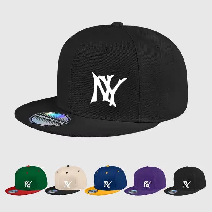 Casquette de baseball unisexe noire à visière rigide