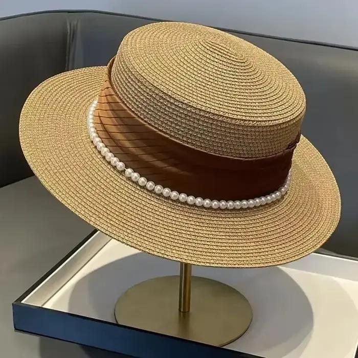 Chapeau de paille style Hepburn français